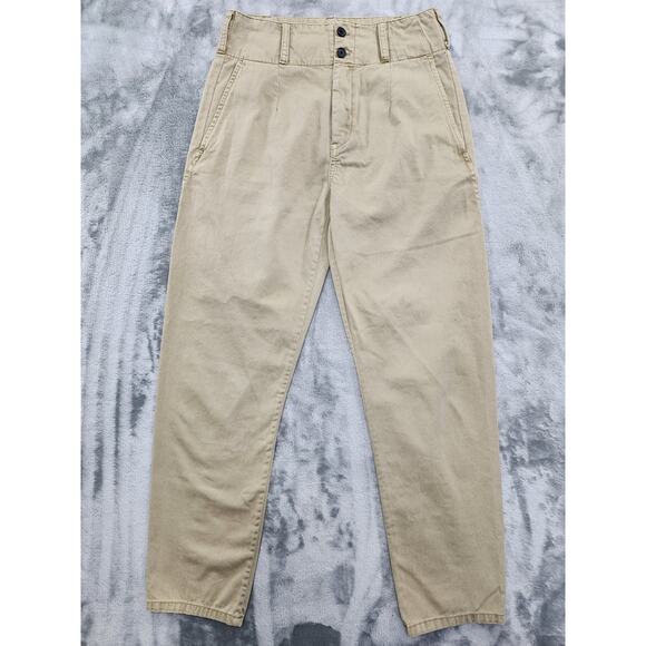 CURRENT ELLIOTT The Melia High Rise Cotton Canvas Casual Pants Size 24 Tan Khaki - Picture 1 of 10